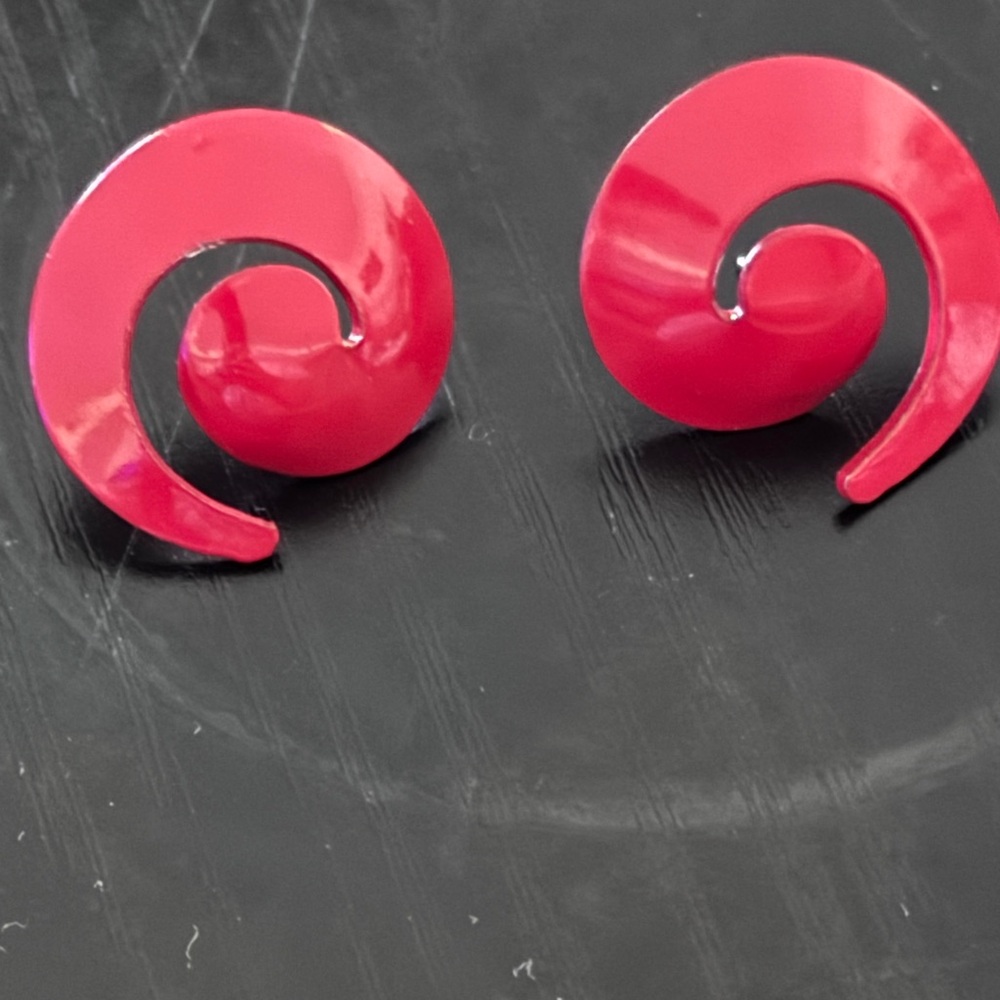 Red Spiral Earrings